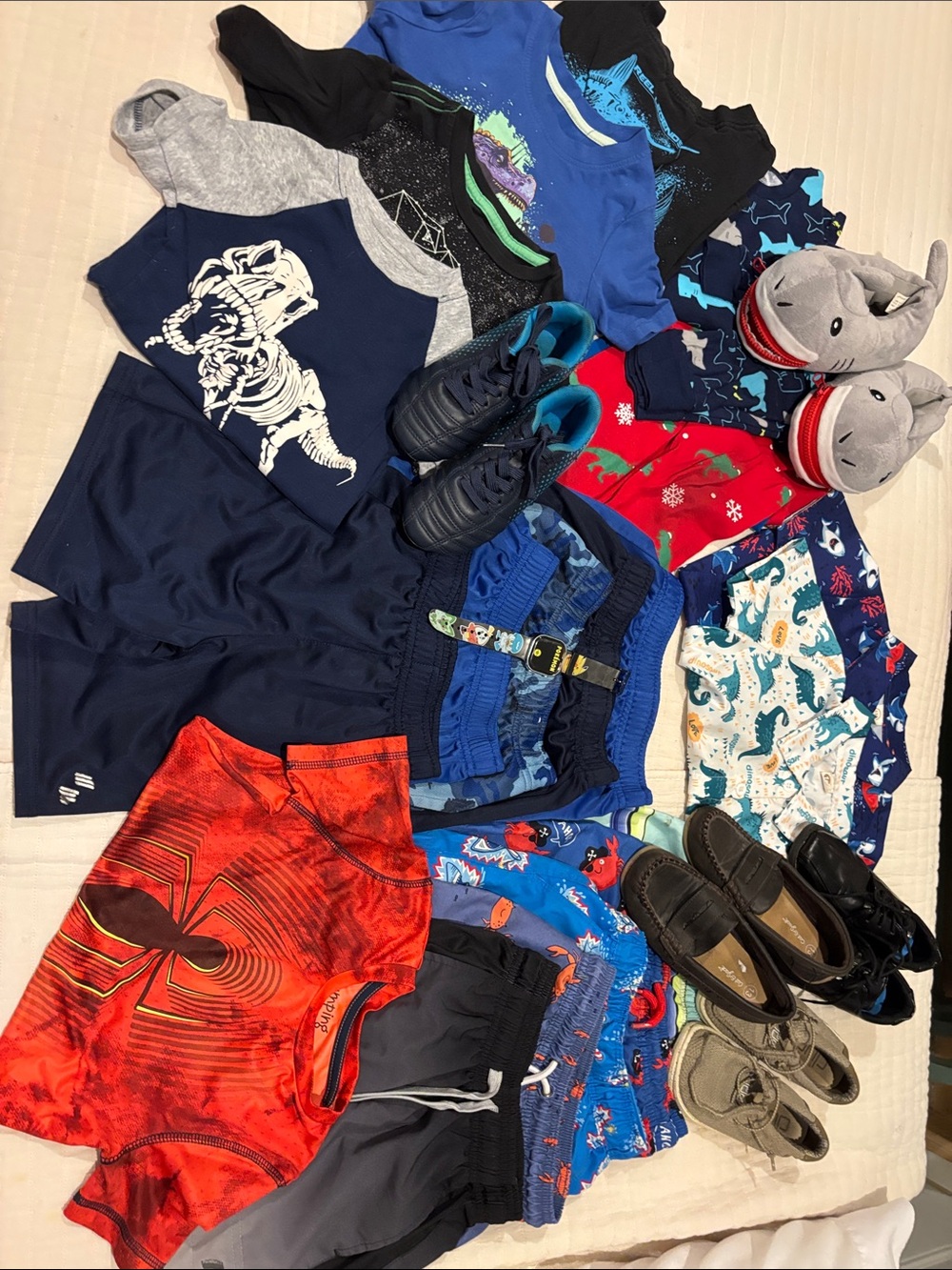 Boys BIG Bundle. 26 pieces Size 4T-5 including 5 pair of shoes & Pokeman Watch.